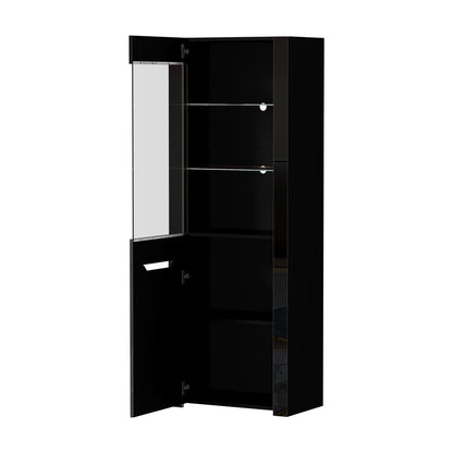 LED Display Cabinet Tall Sideboard High Gloss | HomeAndLiving