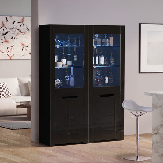 LED Display Cabinet Tall Sideboard High Gloss | HomeAndLiving
