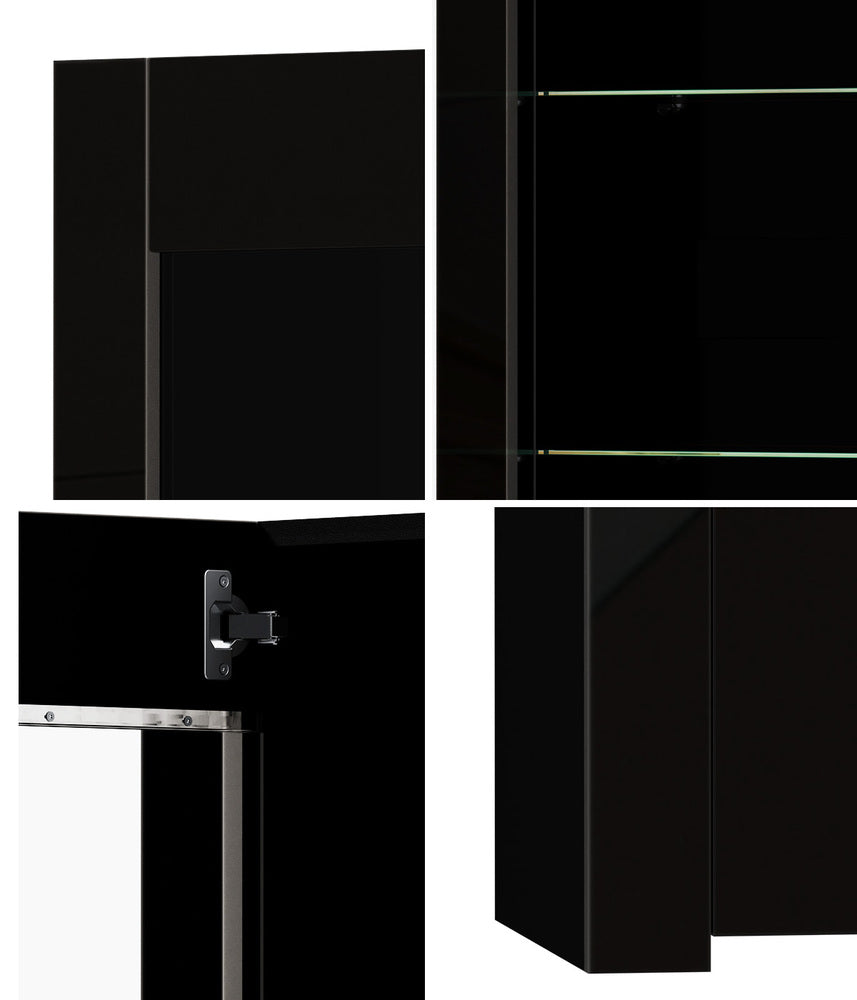 LED Display Cabinet Tall Sideboard High Gloss | HomeAndLiving