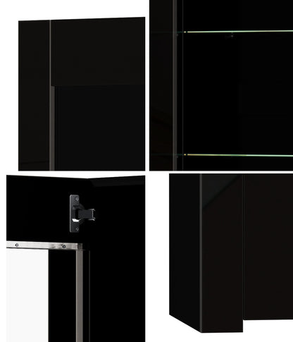 LED Display Cabinet Tall Sideboard High Gloss | HomeAndLiving