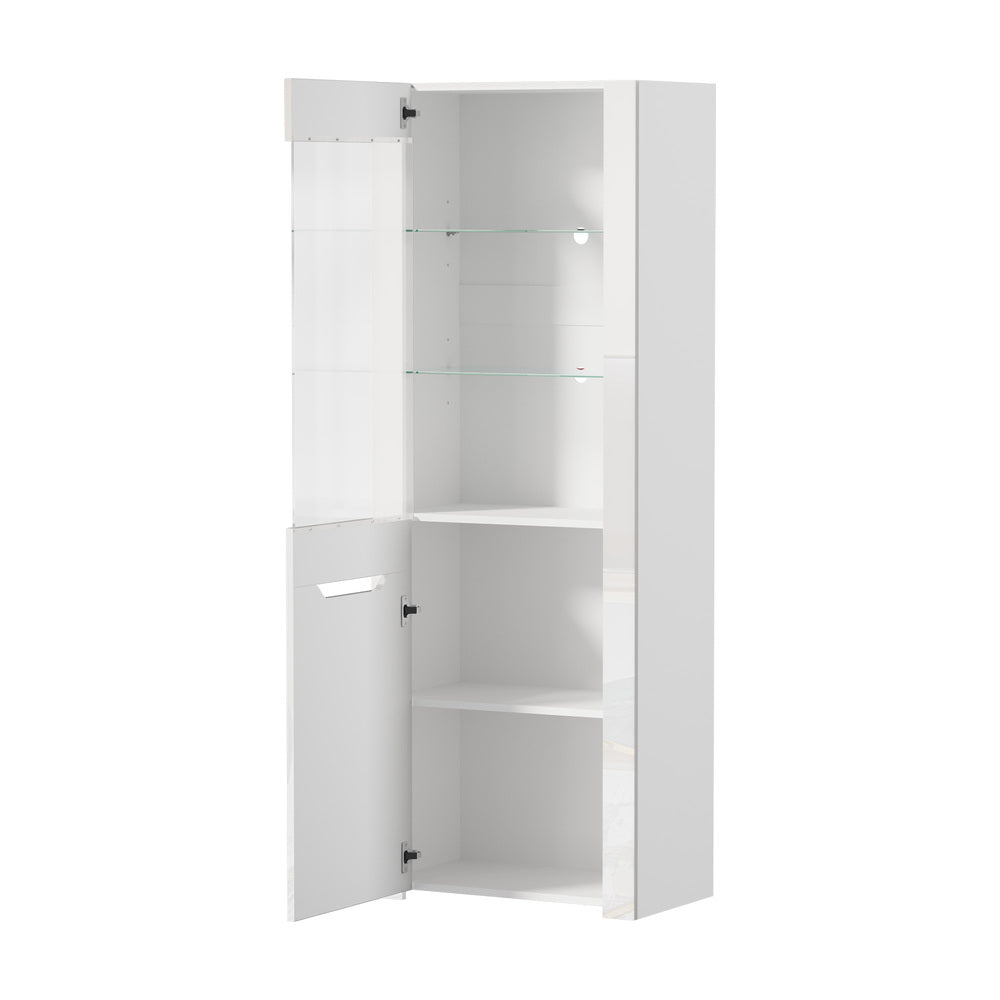Display Cabinet Sideboard High Gloss Cupboard LED White