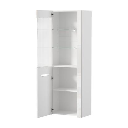 Display Cabinet Sideboard High Gloss Cupboard LED White