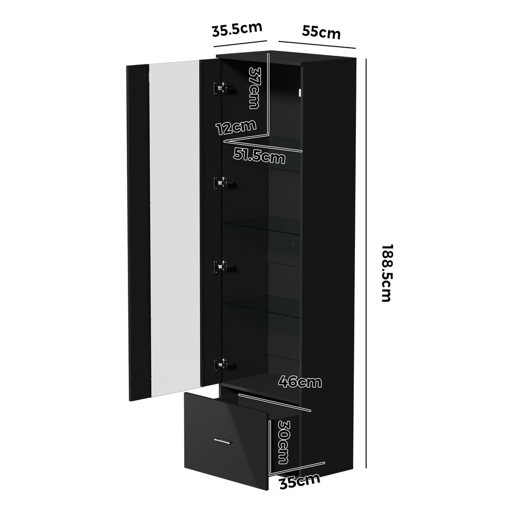 Buffet Sideboard LED High Gloss Glass Door Black/White