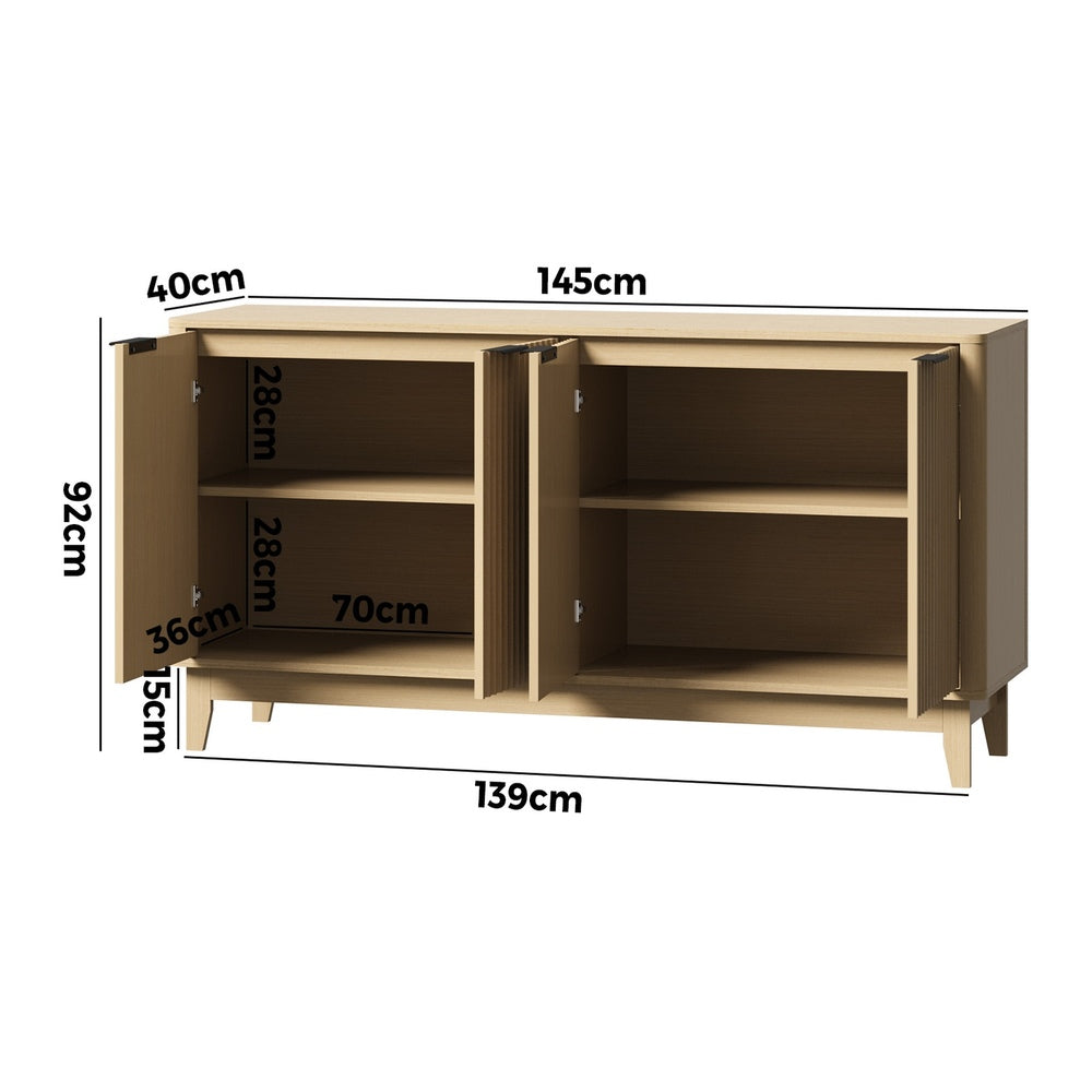 Buffet Sideboard Storage Cabinet 4 Doors Cupboard White