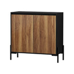 2x Sideboard Storage Cabinet Cupboard 2 Doors Table Walnut Wood Furniture