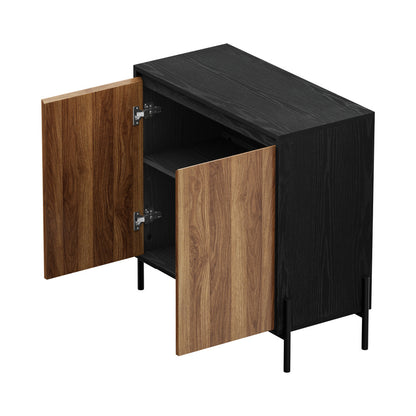2x Sideboard Storage Cabinet Cupboard 2 Doors Table Walnut Wood Furniture