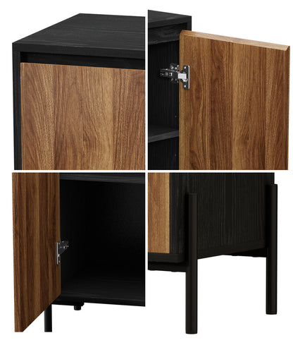 2x Sideboard Storage Cabinet Cupboard 2 Doors Table Walnut Wood Furniture