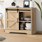 Buffet Sideboard Cabinet Pantry Storage Cupboard Sliding Door Natural/White