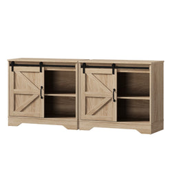 2x Buffet Sideboard Cabinet Storage Cupboard Oak