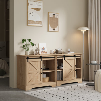 2x Buffet Sideboard Cabinet Storage Cupboard Oak