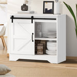 Buffet Sideboard Cabinet Pantry Storage Cupboard Sliding Door Natural/White