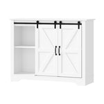 Sideboard Buffet Wine Rack Sliding Door 5 Shelves White