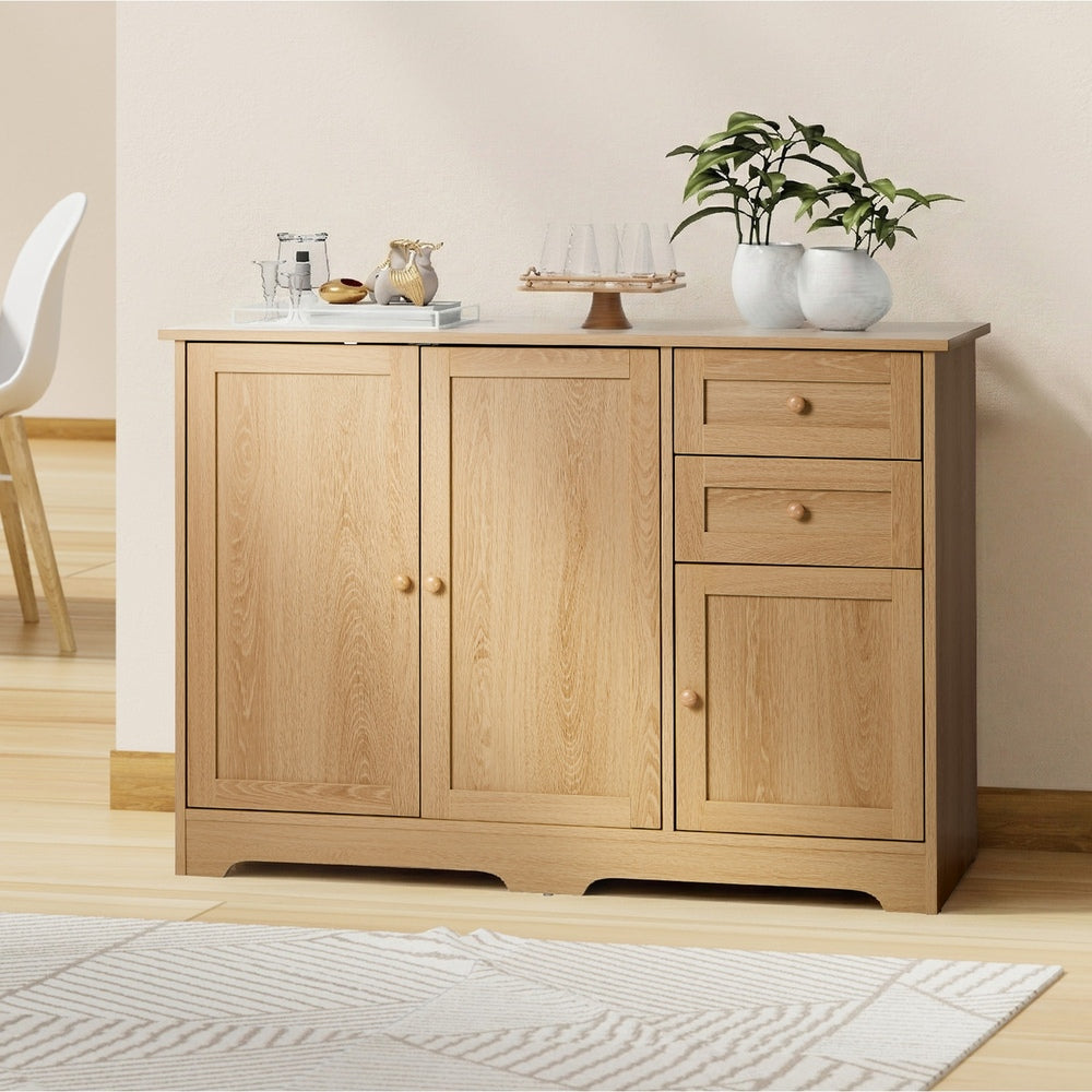 Buffet Sideboard Storage Cabinet Hallway Cupboard Natural Wood Finish