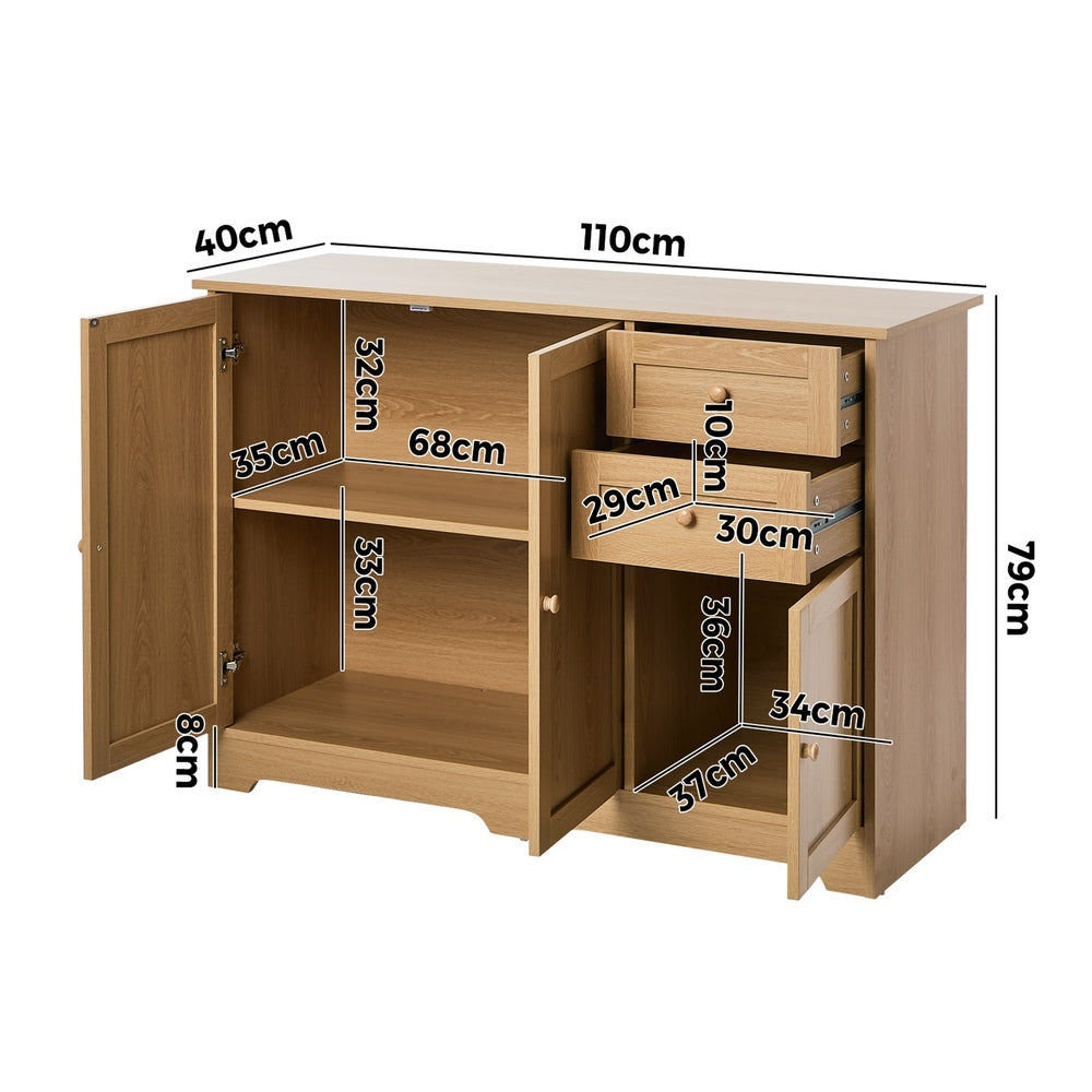 Buffet Sideboard Storage Cabinet Hallway Cupboard Natural Wood Finish