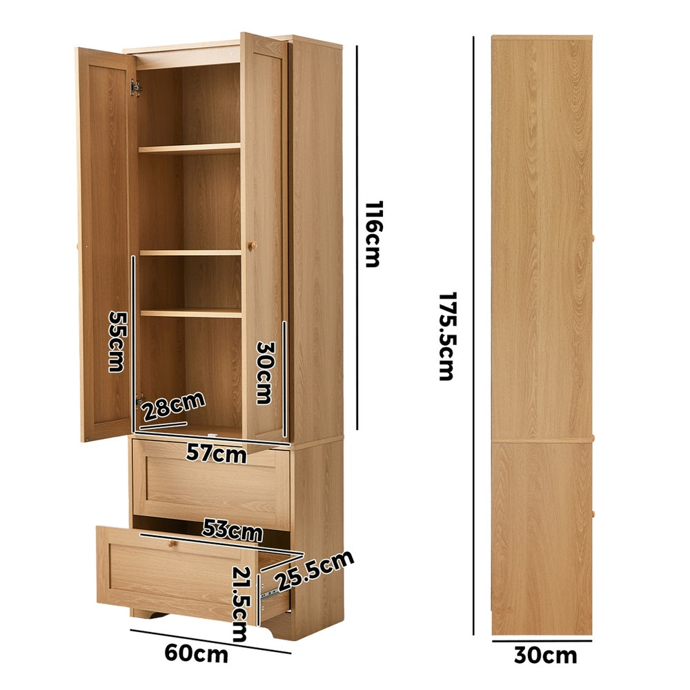 Natural Sideboard Storage Cabinet 60x30x175.5cm