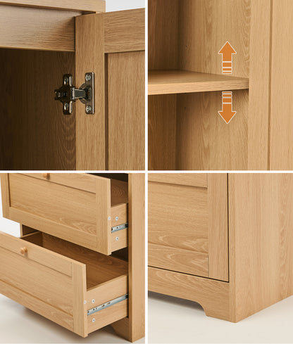 Natural Sideboard Storage Cabinet 60x30x175.5cm