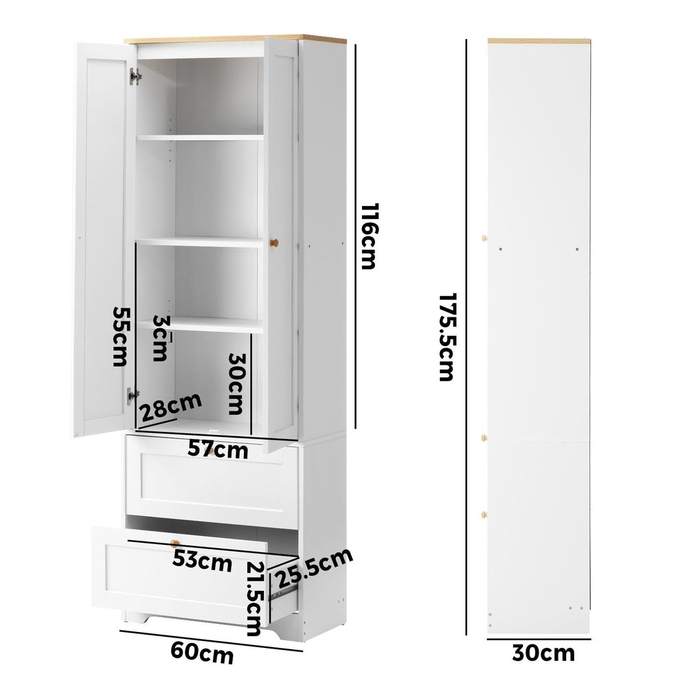 Sideboard with Display Shelf and Drawer White