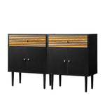 2x Sideboard Buffet Storage Cabinet Cupboard Black and Wood