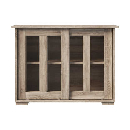 Sideboard Buffet Glass Sliding Door Natural