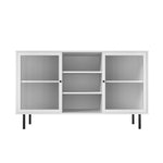 Sideboard Buffet Tempered Glass Door 2 Drawers White