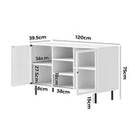 Sideboard Buffet Tempered Glass Door 2 Drawers White