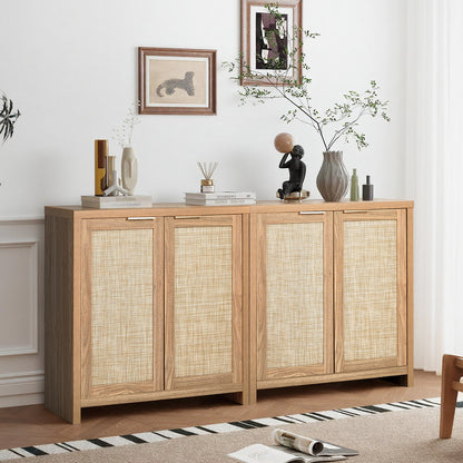 Rattan Buffet Sideboard Storage Cabinet for Kitchen & Hallway Table
