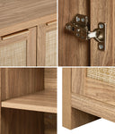Rattan Buffet Sideboard Cabinet with 3 Drawers Hallway Storage Table