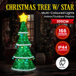 Indoor/Outdoor Tiered Christmas Tree with Lights - 205cm