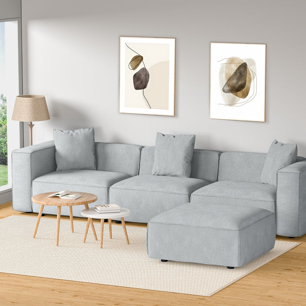 Modular Sofa Chaise Set 4/5/6-Seater Grey