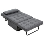 Sofa Bed Ottoman Pillow Folding Linen Grey