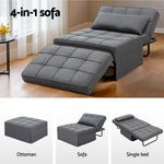 Sofa Bed Ottoman Pillow Folding Linen Grey