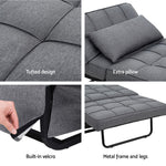 Sofa Bed Ottoman Pillow Folding Linen Grey