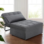 Sofa Bed Ottoman Pillow Folding Linen Grey