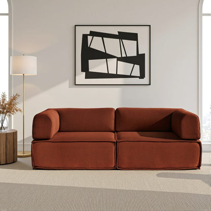 Folding Sofa Bed Orange Fabric 180x100x68cm