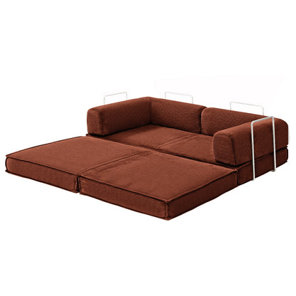Artiss Convertible Folding Sofa Bed Pull Out Mattress Sleeper Couch Corduroy Orange