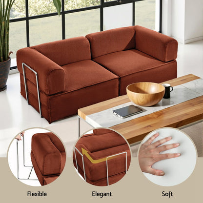 Folding Sofa Bed Orange Fabric 180x100x68cm