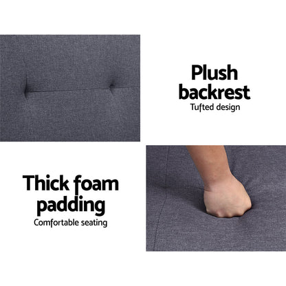 Sofa Bed 175Cm Dark Grey Fabric
