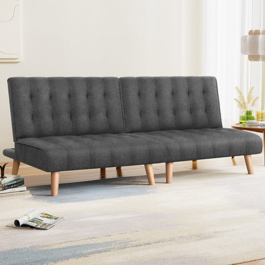 2x Sofa Bed Couch Single Seater Fabric Grey
