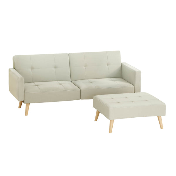  Comfortable 3-Seater Sofa Bed Ottoman - Beige