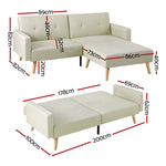 Comfortable 3-Seater Sofa Bed Ottoman - Beige