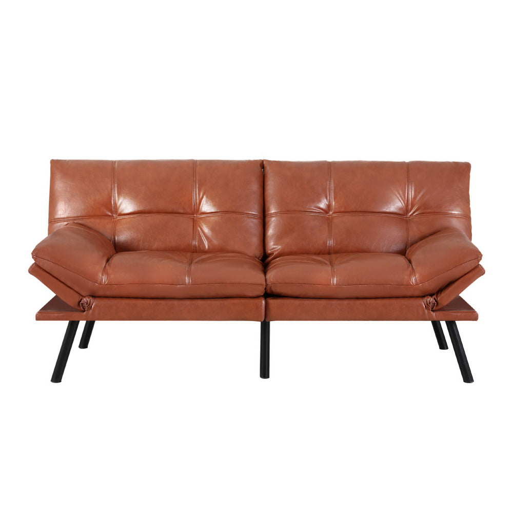  Sofa Bed Convertible 3 Seater Couch Recliner Lounge Chair Leather Brown