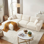 L-Shape Modular Sofa Bed Corduroy 3 Seater | HomeAndLiving