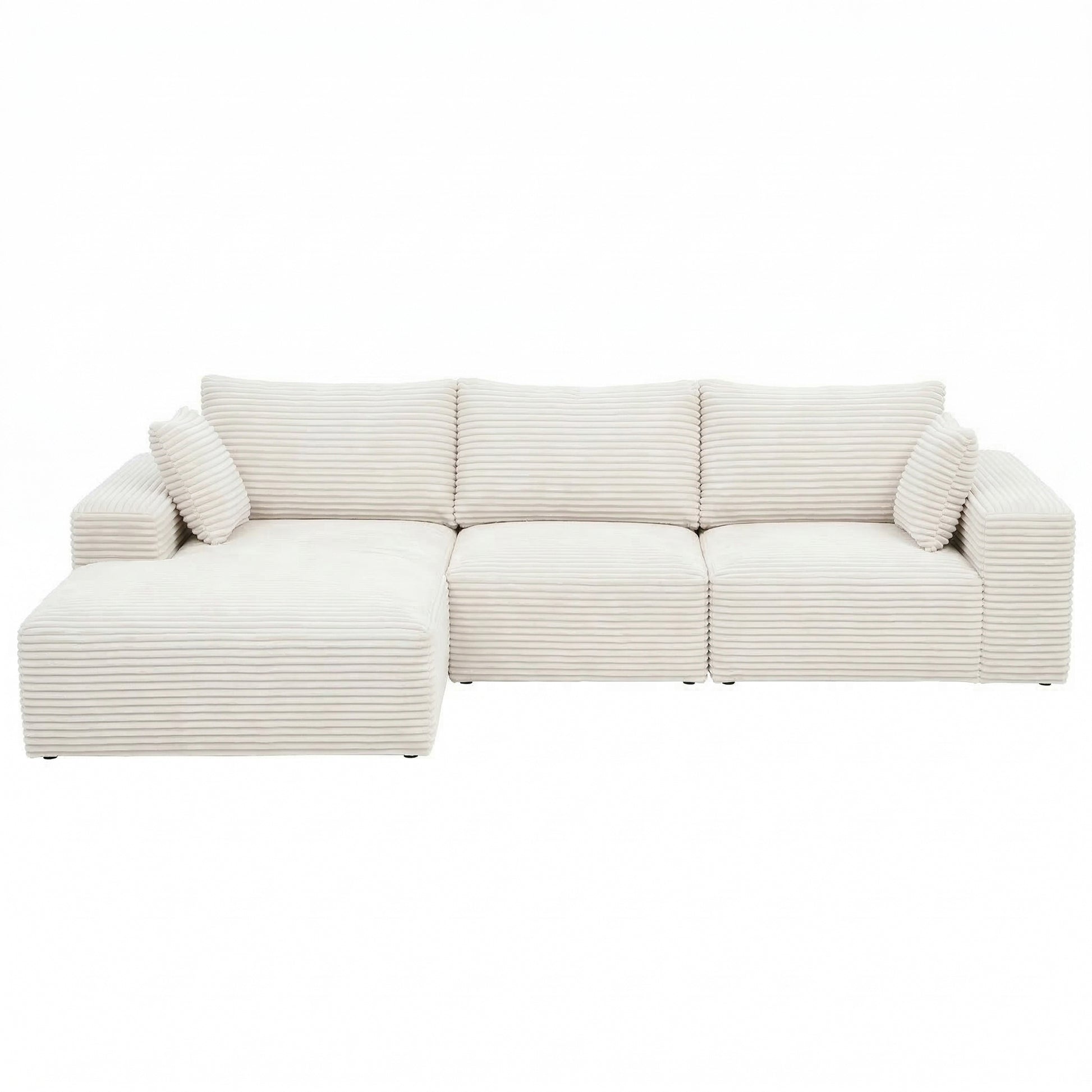 L-Shape Modular Sofa Bed Corduroy 3 Seater | HomeAndLiving
