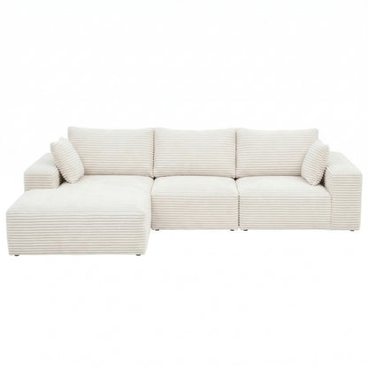 L-Shape Modular Sofa Bed Corduroy 3 Seater | HomeAndLiving