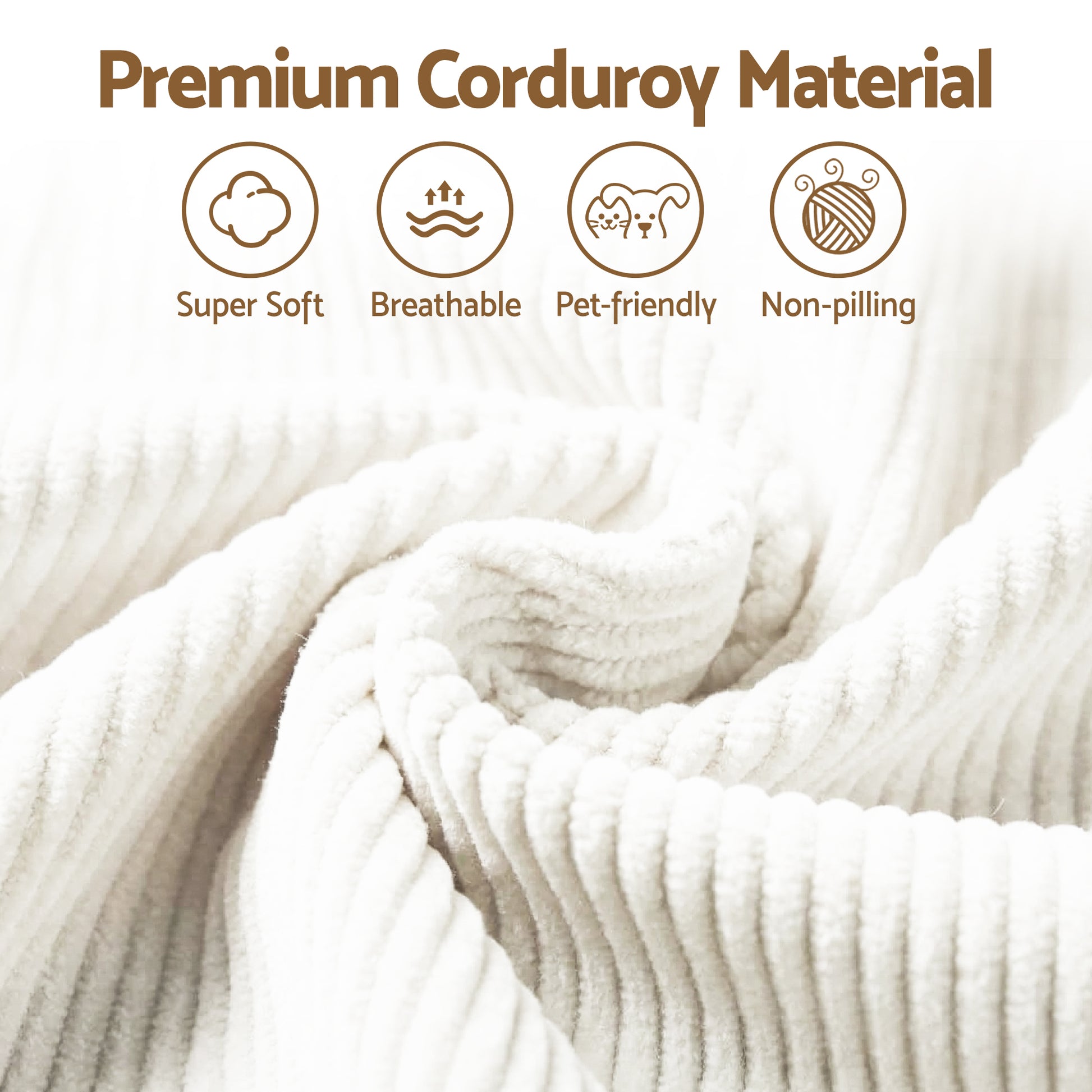 L-Shape Modular Sofa Bed Corduroy 3 Seater | HomeAndLiving
