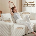 L-Shape Modular Sofa Bed Corduroy 3 Seater | HomeAndLiving
