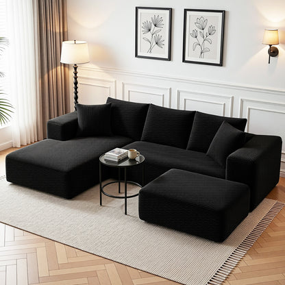 Modular Sectional Sofa Bed Corduroy Ottoman | HomeAndLiving