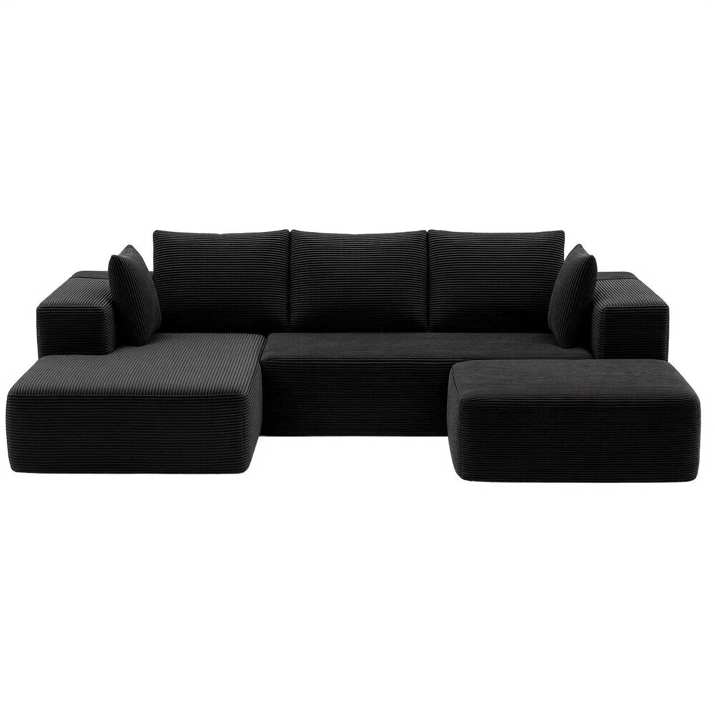 Modular Sectional Sofa Bed Corduroy Ottoman | HomeAndLiving