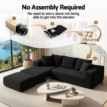 Modular Sectional Sofa Bed Corduroy Ottoman | HomeAndLiving