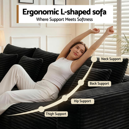 Modular Sectional Sofa Bed Corduroy Ottoman | HomeAndLiving